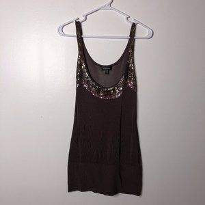 Bebe Womens Trimmed Sleeveless Knit Tank Top Small